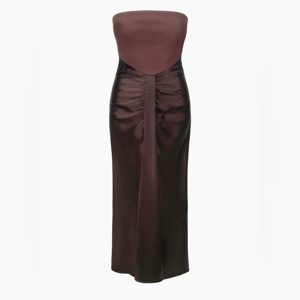 Staud Wayfaring Strapless Draped Gown
